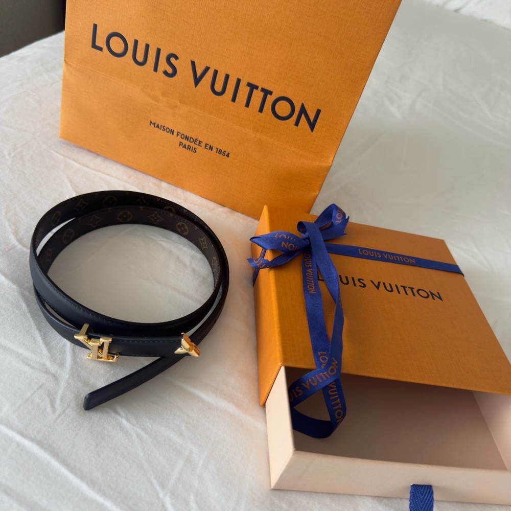 Louis Vuitton pretty lvm reversible. 20 mm Black Reversible Logo Leather  Gold